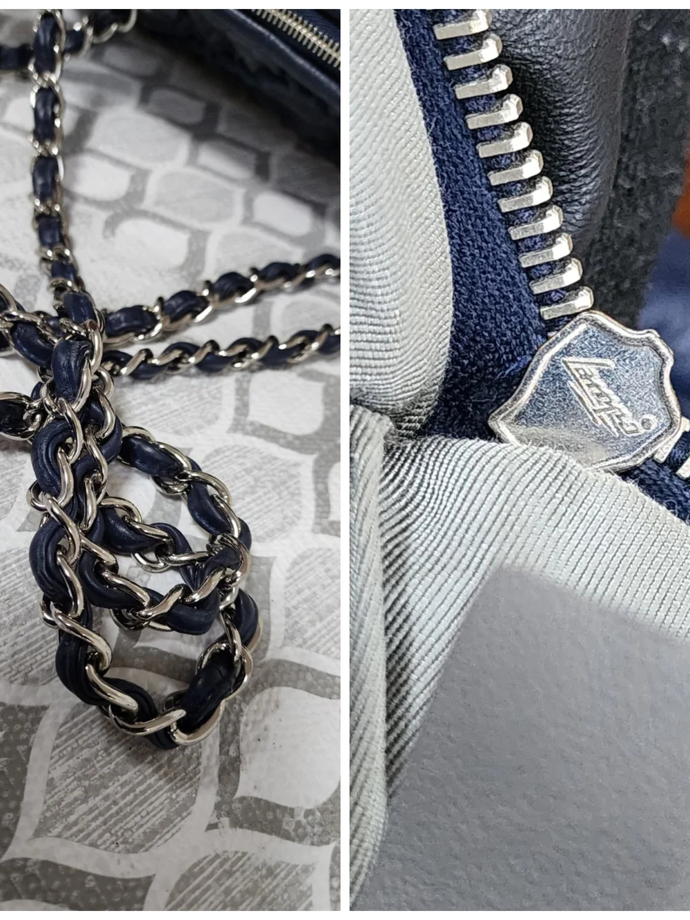 CHANEL Ultra Stitch Leather Bowling Bag Navy Blue